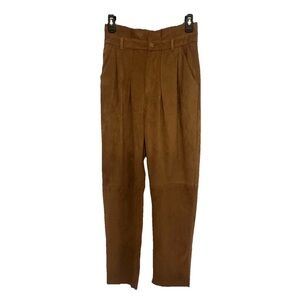 Free People Nightfall Vegan Suede Paperbag Pants Camel Brown Sz 0 Streetwear